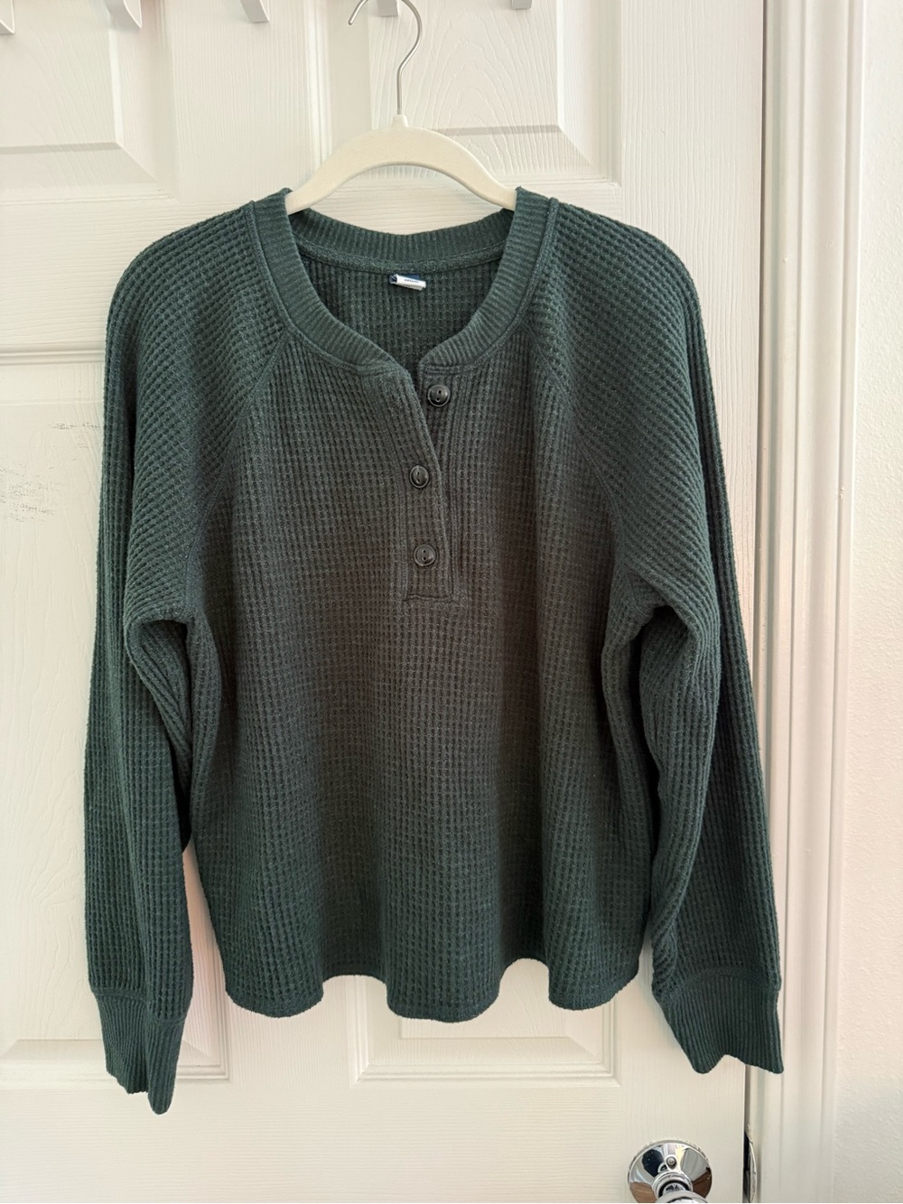 Old Navy Waffle-Knit Henley Sweater - Dark Green